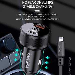 Kakusiga Universal 53W Dual PD+QC3.0 Three-Port Super Fast Car Charger