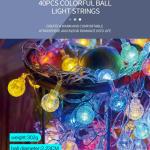 LED Color Ball Light String – 6M, 40 RGB balls + Remote Control-xmas, birthday, party
