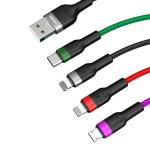 Kakusiga Fast Charging Data Cable Nylon Braided USB With 4 In 1 (1 Type C, 1 Micro And 2 Lightning Connector)